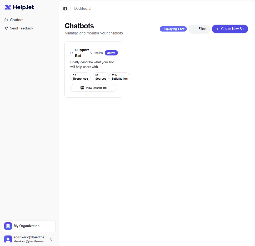 HelpJet dashboard