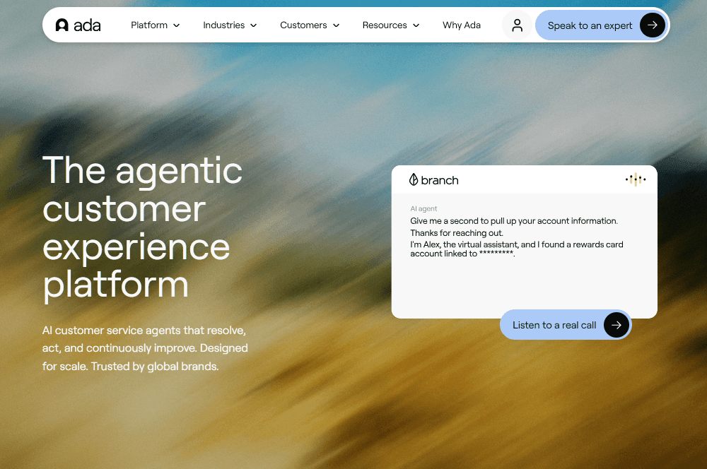 Ada AI chatbot platform