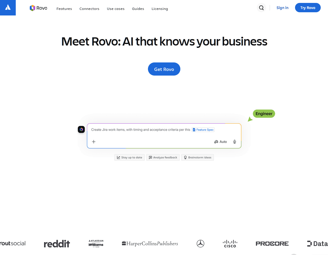 Atlassian Rovo internal assistant