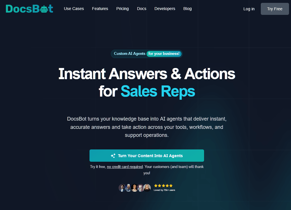 DocsBot AI chatbot software