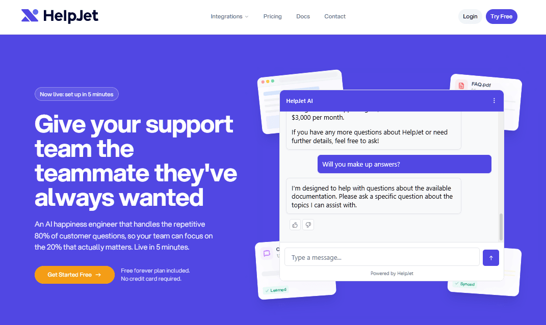 HelpJet AI chatbot software