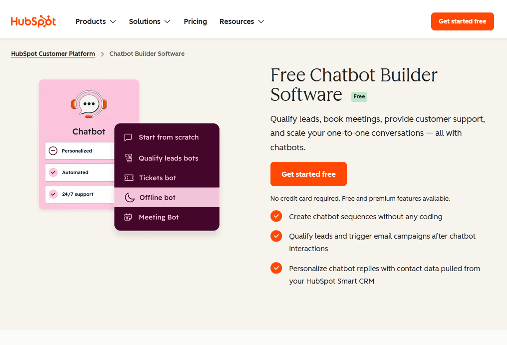 HubSpot Free Chatbot Builder