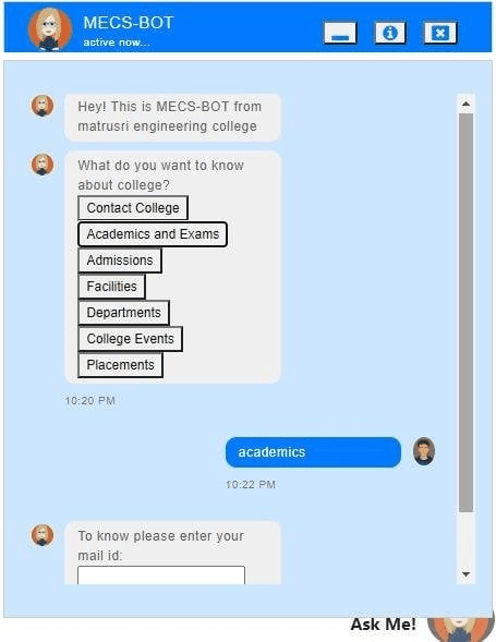 Menu and button-based chatbot example