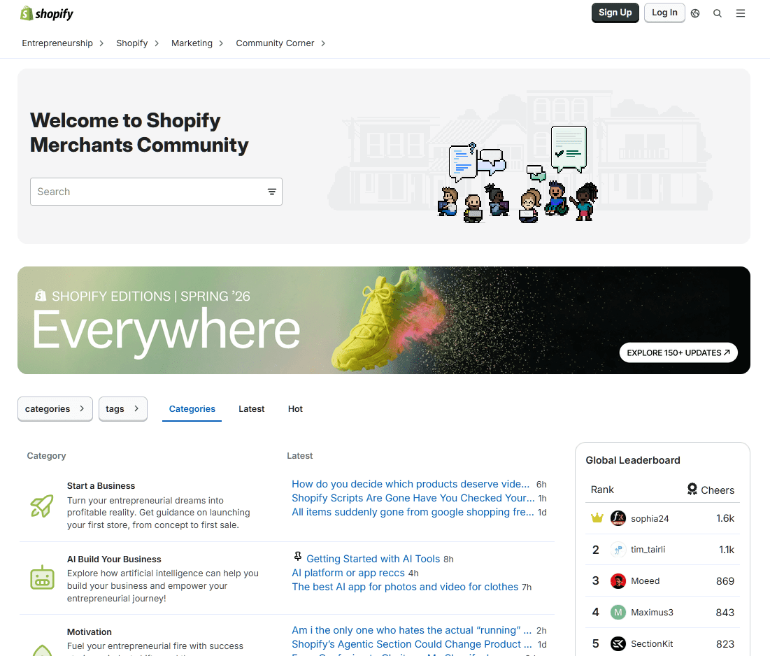 Shopify Community Forum Example