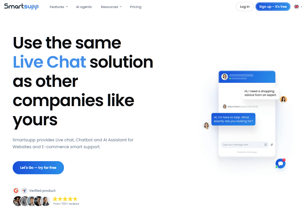 Smartsupp live chat and AI chat