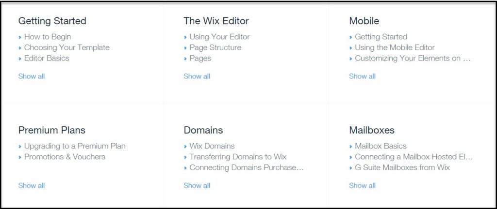 Wix Categories